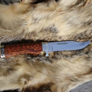 CUSTOMIZED BUCK 119 SNAKE WOOD HANDLE BOWIE KNIFE FILED BLADE