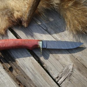 AFRICAN PINK IVORY BURL HANDLE DAMSCUS BLADE HUNTING KNIFE FILE WORKED BLADE