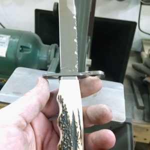 Custom M4 Bayonet with Red stag handles file worked blade