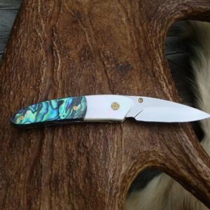 WHITE MOTHER OF PEARL WITH ABALONE CUSTOM POCKET KNIFE