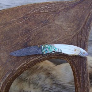 ALABAMA DAMASCUS BLADE ABALONE WITH FLUTED WHITE & BLACK PEARL