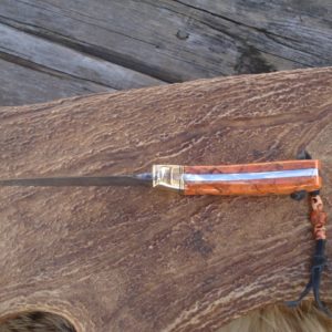 APPLE CORAL HANDLE DAMASCUS BLADE HUNTER WITH FILE WORK