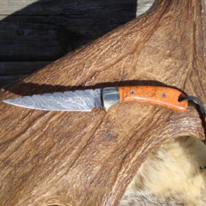 APPLE CORAL HANDLE DAMASCUS BLADE HUNTER WITH FILE WORK