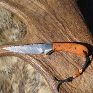 APPLE CORAL HANDLE DAMASCUS BLADE HUNTER WITH FILE WORK