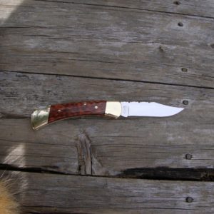 CUSTOMIZED BUCK 110 SNAKE WOOD HANDLE POCKET KNIFE