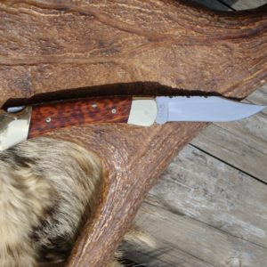 CUSTOMIZED BUCK 110 SNAKE WOOD HANDLE POCKET KNIFE