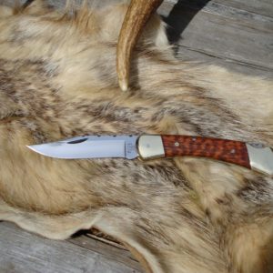 CUSTOMIZED BUCK 110 SNAKE WOOD HANDLE POCKET KNIFE