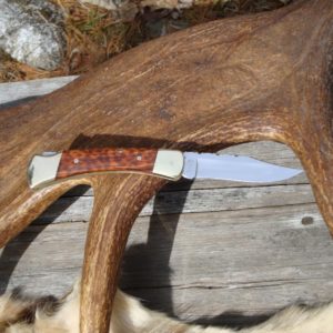 CUSTOMIZED BUCK 110 SNAKE WOOD HANDLE POCKET KNIFE