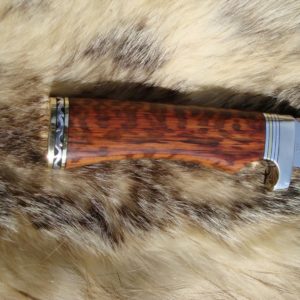 CUSTOMIZED BUCK 119 SNAKE WOOD HANDLE BOWIE KNIFE FILED BLADE