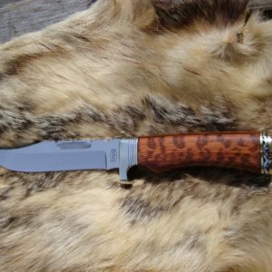 CUSTOMIZED BUCK 119 SNAKE WOOD HANDLE BOWIE KNIFE FILED BLADE