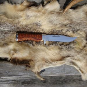 CUSTOMIZED BUCK 119 SNAKE WOOD HANDLE BOWIE KNIFE FILED BLADE