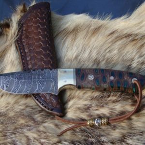 TIGER STRIPE DAMASCUS BLADE BANKSIA POD HANDLE HUNTING KNIFE