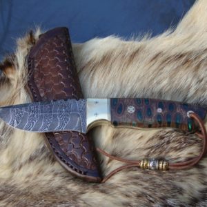 TIGER STRIPE DAMASCUS BLADE BANKSIA POD HANDLE HUNTING KNIFE