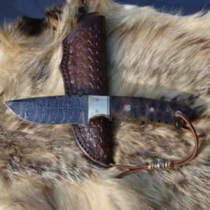 TIGER STRIPE DAMASCUS BLADE BANKSIA POD HANDLE HUNTING KNIFE