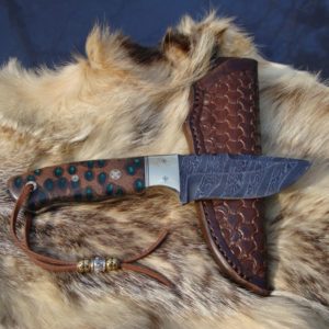 TIGER STRIPE DAMASCUS BLADE BANKSIA POD HANDLE HUNTING KNIFE