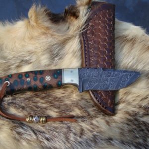 TIGER STRIPE DAMASCUS BLADE BANKSIA POD HANDLE HUNTING KNIFE