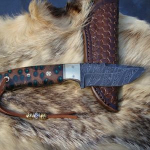 TIGER STRIPE DAMASCUS BLADE BANKSIA POD HANDLE HUNTING KNIFE