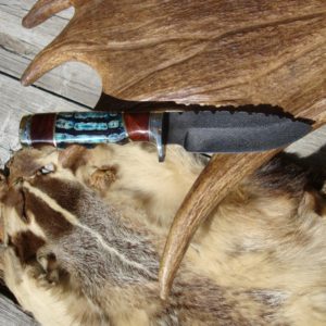 CUSTOM BLUE MAMMOTH TOOTH DAMSCUS DROP POINT HUNTER