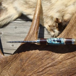 CUSTOM BLUE MAMMOTH TOOTH DAMSCUS DROP POINT HUNTER