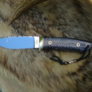 LOVELESS STYLE DROP POINT TAPERED TANG COLBALT BLUE SPRUCE CONE HANDLE FILE WORKED BLADE WITH