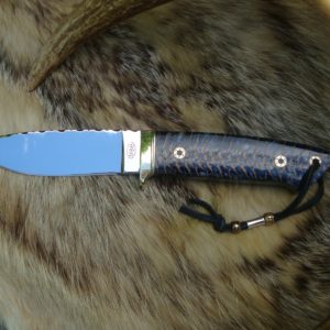 LOVELESS STYLE DROP POINT TAPERED TANG COLBALT BLUE SPRUCE CONE HANDLE FILE WORKED BLADE WITH