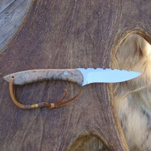 CARBON STEEL DOUBLE DYED BOX ELDER HANDLE DROP POINT KNIFE