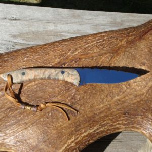 CARBON STEEL DOUBLE DYED BOX ELDER HANDLE DROP POINT KNIFE