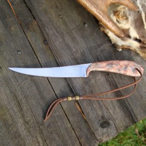 CUSTOM BOXELDER BURL WOOD HANDLE 8A STEEL FILLET KNIFE