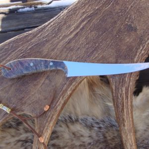 CUSTOM DOUBLE DYED STABILIZED BOXELDER BURL WOOD HANDLE 8A STEEL FILLET KNIFE