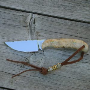 CARBON STEEL BLADE SMALL HUNTER BOXELDER HANDLE WITH FILE WORKED BLADE