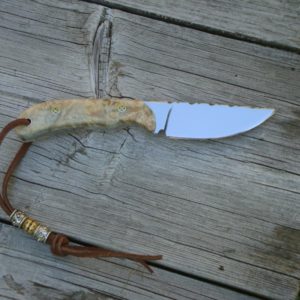 CARBON STEEL BLADE SMALL HUNTER BOXELDER HANDLE WITH FILE WORKED BLADE