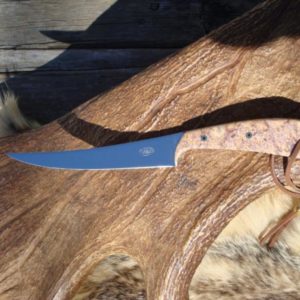 BOXELDER BURL WOOD HANDLE FILLET KNIFE WITH 8A STEEL BLADE
