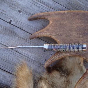 CUSTOMIZED BUCK 119 MAMMOTH TOOTH WITH CAPE BUFFALO HANDLE BOWIE