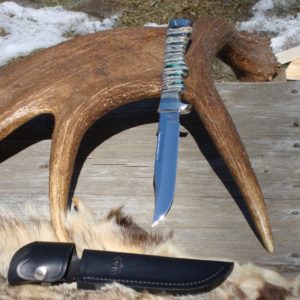 CUSTOMIZED BUCK 119 MAMMOTH TOOTH WITH CAPE BUFFALO HANDLE BOWIE