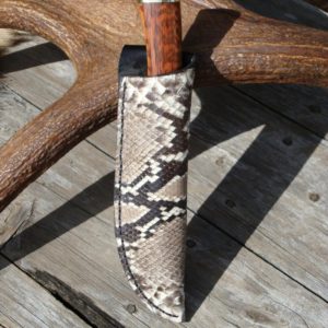 CUSTOMIZED BUCK 119 SNAKE WOOD HANDLE BOWIE KNIFE FILED BLADE