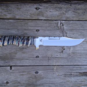 CUSTOMIZED BUCK 119 MAMMOTH TOOTH WITH CAPE BUFFALO HANDLE BOWIE