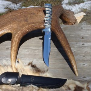 CUSTOMIZED BUCK 119 MAMMOTH TOOTH WITH CAPE BUFFALO HANDLE BOWIE