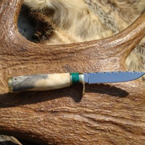 BUCKEYE BURL WOOD WITH JADE CARBON STEEL BIRD TROUT KNIFE