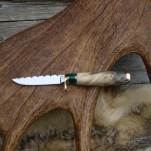 BUCKEYE BURL WOOD WITH JADE CARBON STEEL BIRD TROUT KNIFE