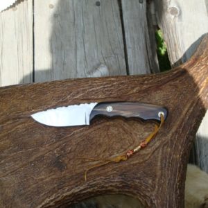 WATER BUFFALO HANDLE S30V STEEL BLADE DROP POINT HUNTER FILE WORKED BLADE