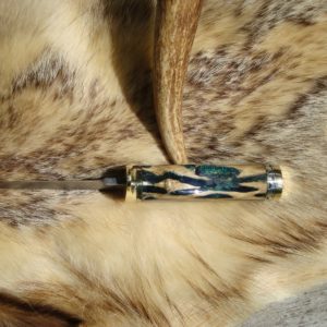 DAMASCUS BLADE CHOLLA CACTUS WITH EMERALD GREEN RESIN HANDLE  FILE WORKED HUNTER