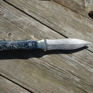 CUSTOM DAMASCUS DAGGER PRICKLY PEAR CACTUS HANDLES FILE WORKED