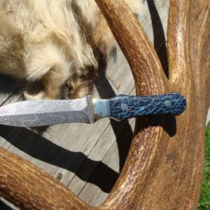 CUSTOM DAMASCUS DAGGER PRICKLY PEAR CACTUS HANDLES FILE WORKED