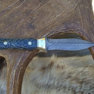 CUSTOM DAMASCUS DAGGER PRICKLY PEAR CACTUS HANDLES FILE WORKED