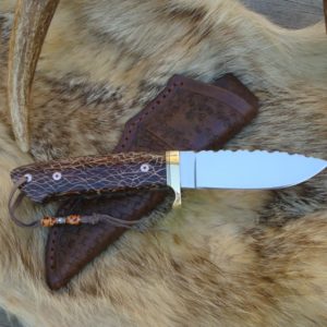 CACTUS HANDLE LOVELESS STYLE DROP POINT CUSTOM KNIFE, FILE WORKED BLADE AND HANDLE