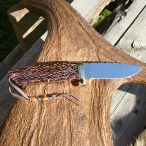 CACTUS HANDLE LOVELESS STYLE DROP POINT CUSTOM KNIFE, FILE WORKED BLADE AND HANDLE