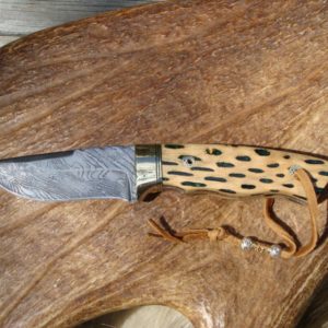 CACTUS HANDLE DAMASCUS BLADE HUNTER FILE WORKED