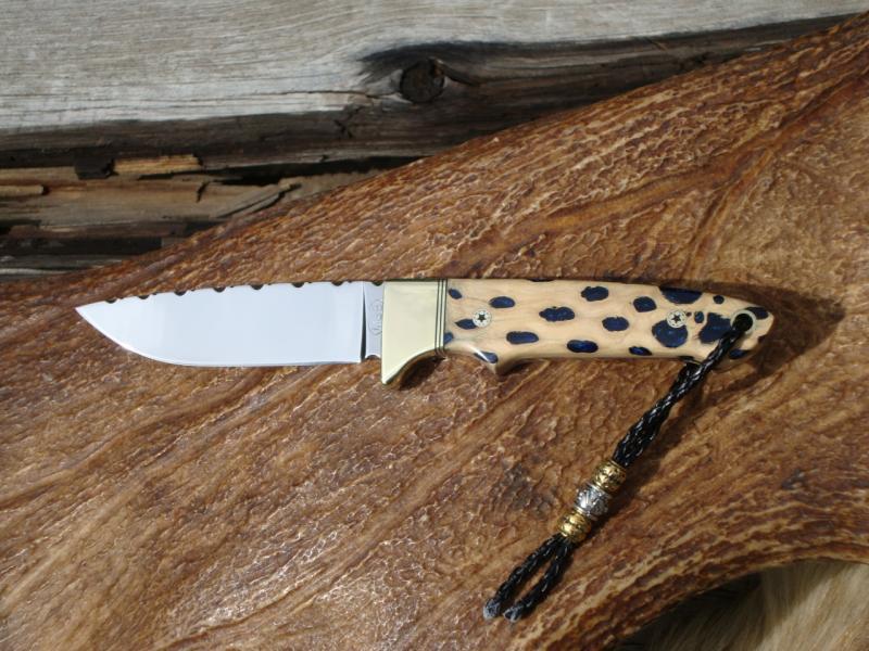 CACTUS HANDLE S30V STEEL BLADE DROP POINT HUNTER FILE WORKED BLADE
