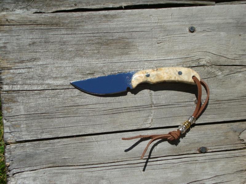 CARBON STEEL BLADE SMALL HUNTER BOXELDER HANDLE WITH FILE WORKED BLADE