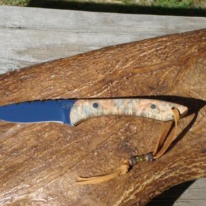 CARBON STEEL DOUBLE DYED BOX ELDER HANDLE DROP POINT KNIFE